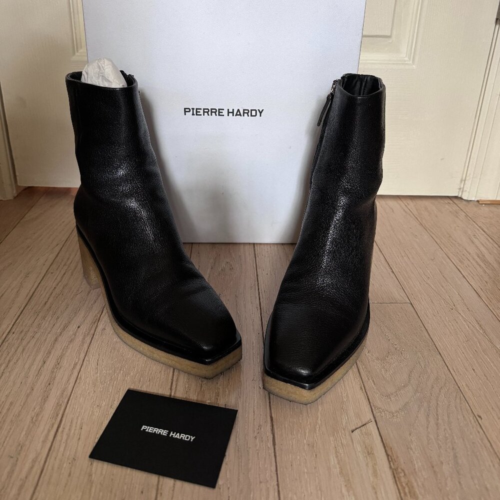 Pierre Hardy Jim Folk Black Leather Booties Boots - 36 - EUC